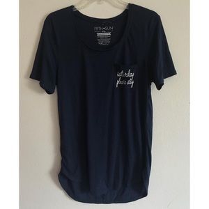 NWOT Dark Blue “Saturday Please Stay” Pocket Tee